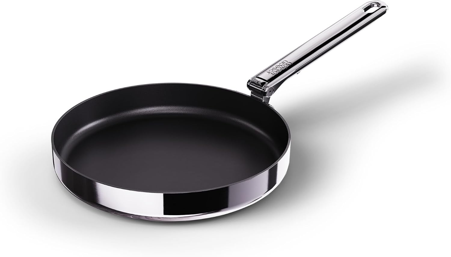Joseph Joseph Space Steel 2-Piece Nonstick Stainless-Steel Frying Pan Skillet Set, Nesting with Folding Handles, Induction & Oven Safe