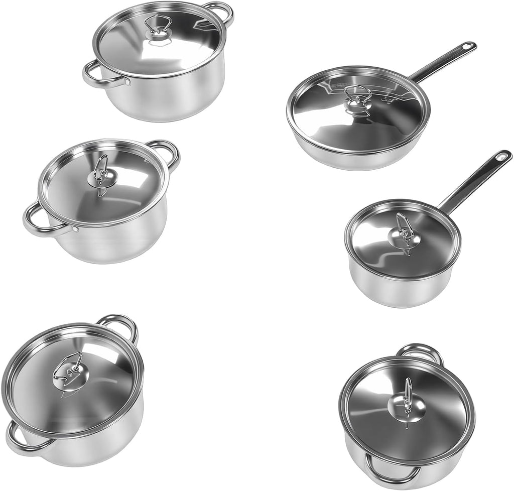 Pssopp Cookware Utensil Set Stainless Steel Pot Pan Set, Various Cooking Methods Cookware Sets for Home Induction Oven Cooking Nan