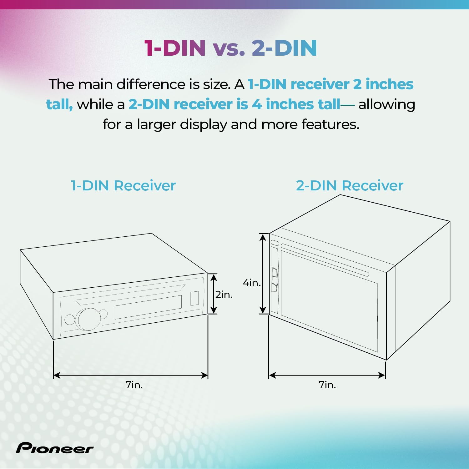 Pioneer MVH-S322BT 1-Din Digital Media Receiver – Bluetooth, USB, Color Change, FLAC, Voice Control, 50W x 4 Output, 13-Band EQ, AM/FM Radio, iPhone/Android Compatible, Front, Rear/SW Selectable RCA