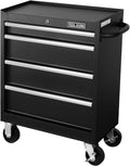 Tool Storage Cabinet/Cart, Metal Tool Cabinet, Rolling Wheel, Ball Bearing Sliders, Black Powder Coating, Suitable for Garage, Warehouse, Workshop (27 x 13 x 34 inches)