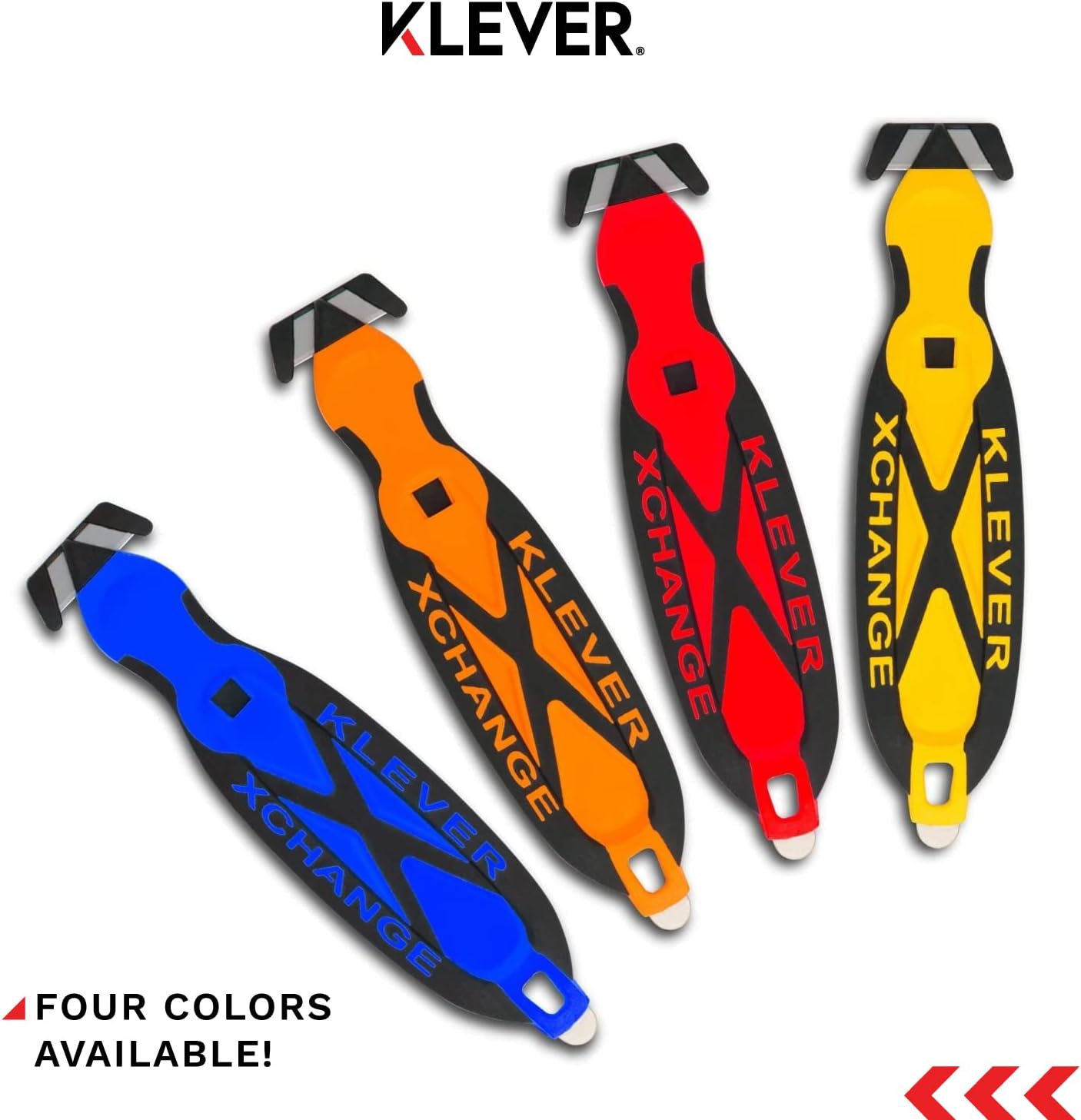 Klever X-Change Box Cutter, Klever Kutter Package Opener Narrow Cut Head, Carbon Steel Blade Utility Knife, Cuts Boxes, Film, Tape and More, Blue, 10 Pack (KCJ-XC-20B)