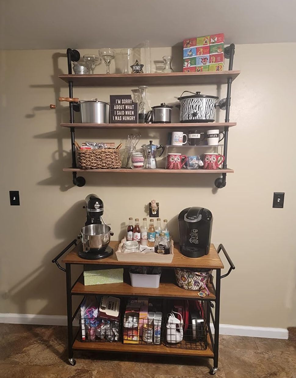 HDDFER Floating Shelves,Wall Mounted Rustic Wood Shelf,Pipe Shelves,Industrial Pipe Shelving with Real Wood Planks 48 inch Industrial Wall Shelves Hanging Bookshelf Farmhouse Kitchen Bar Shelving