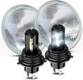gigididi LED Light Bulbs,7 Inch led Glass Headlight Round Lens Housing+H4/9003 High&Low Beam Bulbs, 6000K Clear Lens 7 Inch H6024 Round Headlight Sealed,4PCS
