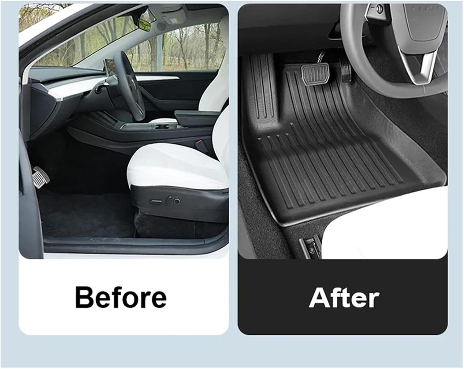 Compatible with Tesla Model 3 Highland 2024 TPE Floor Mats All Weather Front Rear Cargo Liner Mat Waterproof Anti-Slip Mats Accessories(Green,2021-2023)