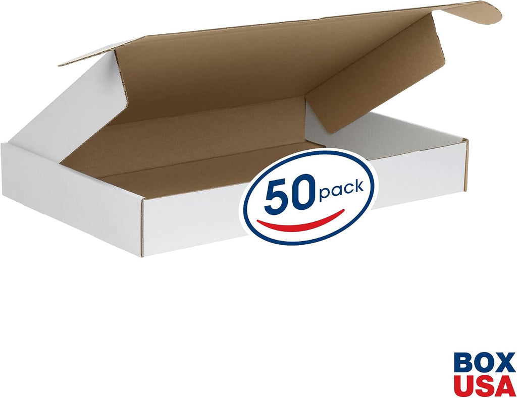 Box USA 18 Deluxe Shipping Boxes 18L x 12W x 2H, 50-Pack - White Box Mailers for Packaging, Storage, Gifts or Bulk Business Orders