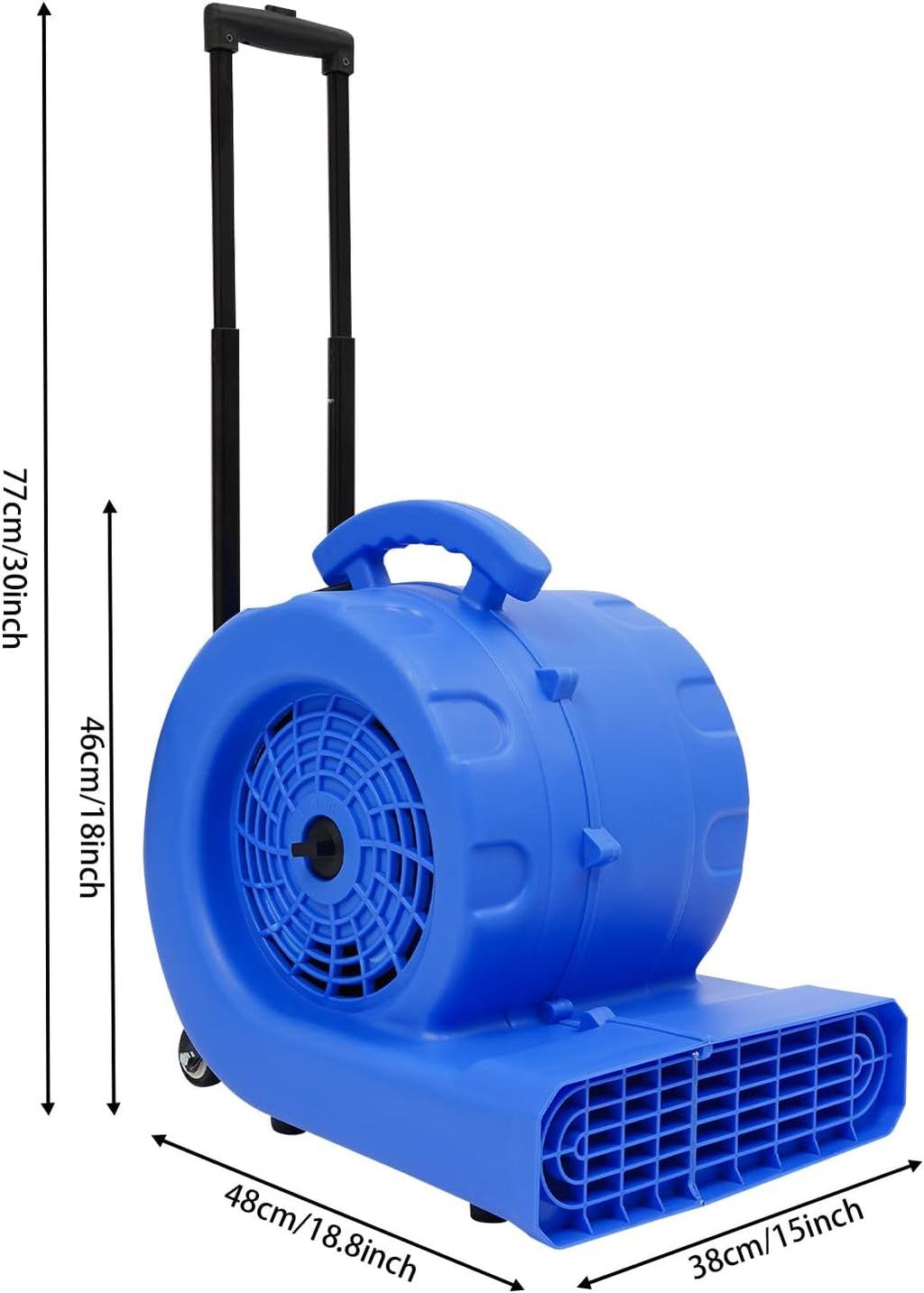 Floor Drying Fan, 750W Centrifugal Air Blower, 110V Floor Blower Fan with 3-Speeds, Adjustable Angles, Timer, Portable with Handle & Wheels, for Commercial Cleaning, Hotel Mall Home