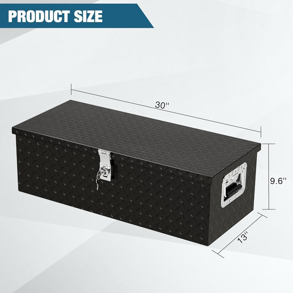 Aluminum Truck Tool Box Jobsite Storage Box Toolbox Chest Cabinet Heavy Duty Truck Bed Toolbox Gangboxes Tools Organizer Pick Up Truck Bed RV Trailer With Side Handles