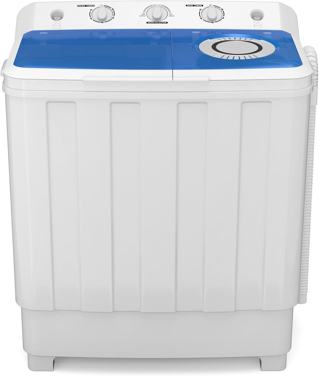 Zynkez Portable Washing Machine, 28Lbs Compact Twin Tub Laundry Washer with Built-in Drain Pump, Semi-Automatic 18Lbs Washer and 10Lbs Spinner Combo for Apartments, Dorms, RVs