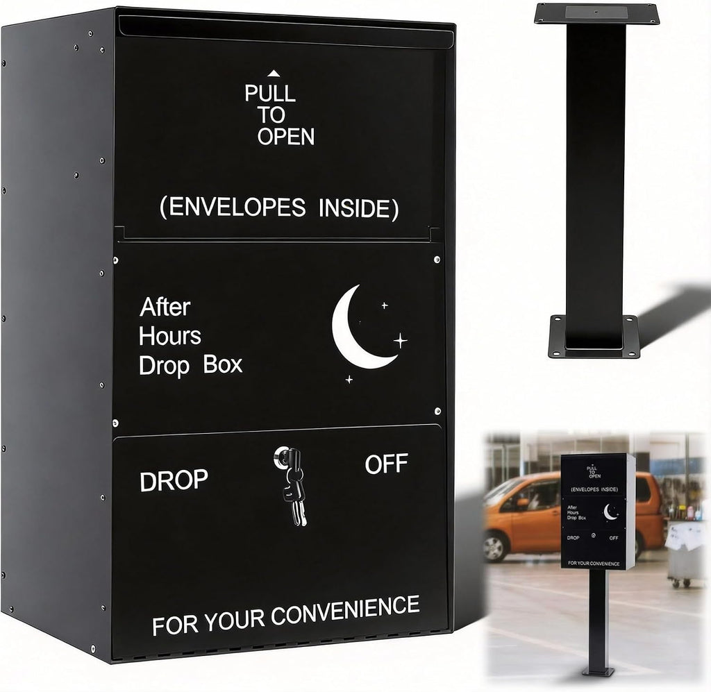 Canchiing After Hours Drop Collection Boxes with Mount Post 16' x 13' x 4' Standard Night Box with Lock and Key Items Key Document Collected Mailbox for Shop Repair Service Apartment Offices Business