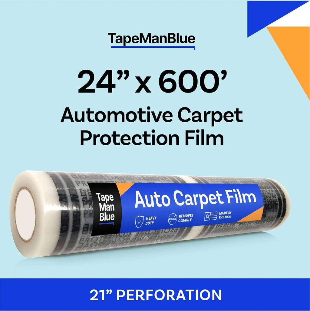 Auto Carpet Film, 24' Roll with 21' Perforation, 4 Mils Thick, Dealer Must Remove Protective Cover, Plastic Floor Mats for Car Carpet Protection, Made in USA (24' x 600' Roll)