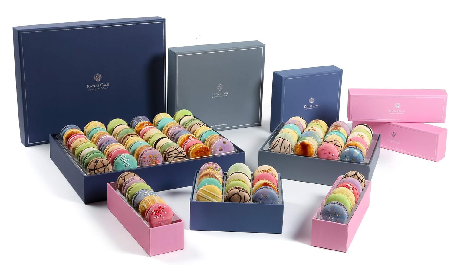 Kayla's Cake Premium French Macarons Cookies Gift Basket Gourmet Chocolate Box Desserts Birthday Snack Care Packages College Student Thank You Macaroon Mom Women her Men Signature 12 Count (Pack of 8)