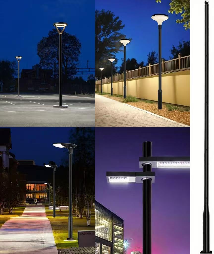 Street Light Pole 13ft Tall - Outdoor Solar Split Street Lamp Post Light Pole with Mounting Steel Anchors for Patio, Street, Backyard, Parking Lot
