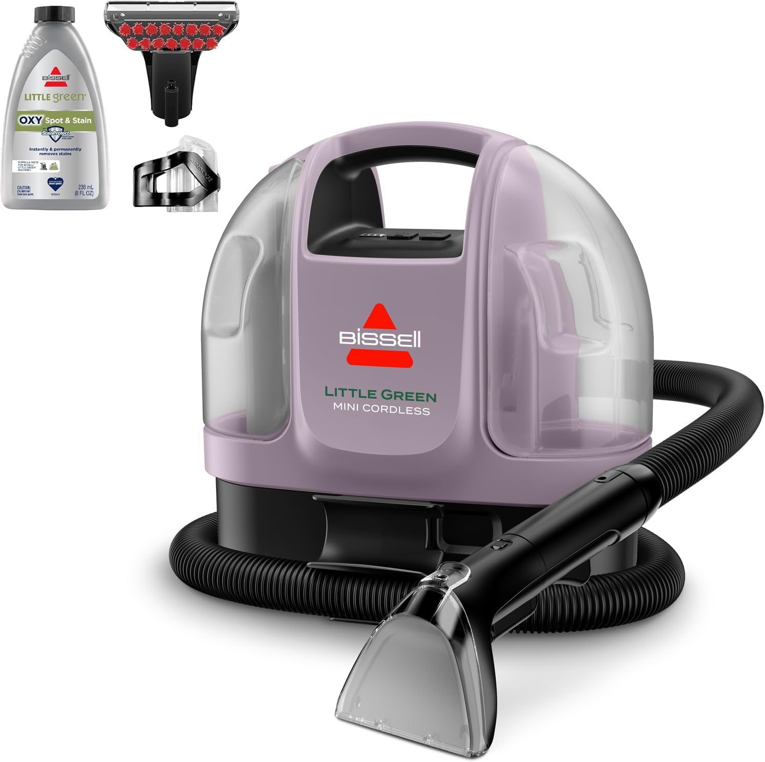 BISSELL Little Green Mini Cordless Portable Carpet and Upholstery Deep Cleaner, Car/Auto Detailer, with HydroRinse Self-Cleaning Tool and 4' Tough Stain Tool, Limited Edition Color Dusk Pink, 4015F