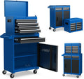 S AFSTAR 5-Drawer Rolling Tool Chest, Tool Storage Cabinet with Lockable Wheels, Adjustable Shelf & Anti-Slip Liner, Detachable Tool Box Organizer, Rolling Tool Cabinet for Garage Workshop (Blue)