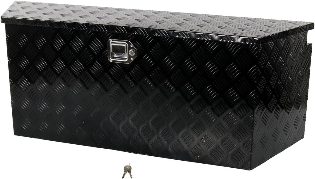49' Aluminum Tool Box Storage Box with Lock & Keys (50.8x20.3x15.6 inches, 33.7 lbs, Water Resistant, Black)