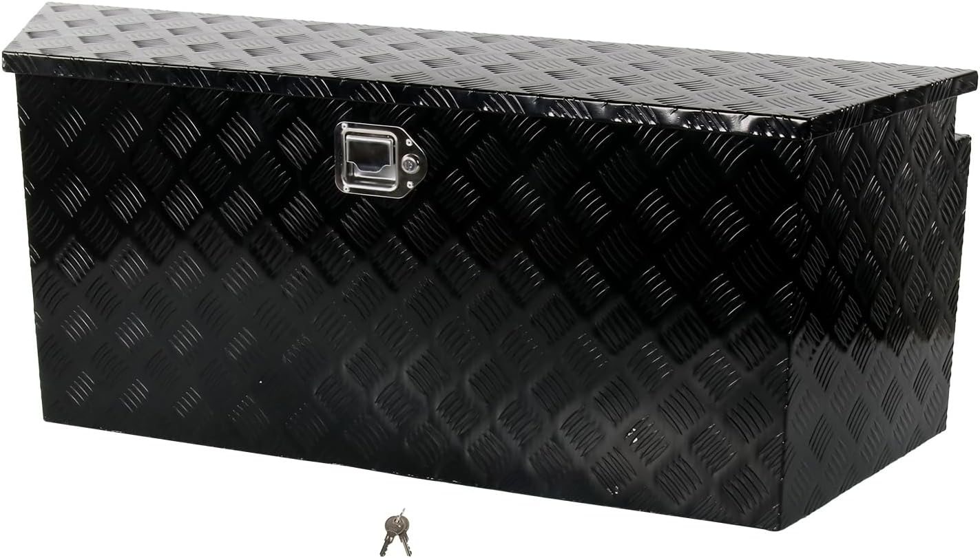 49' Aluminum Tool Box Storage Box with Lock & Keys (50.8x20.3x15.6 inches, 33.7 lbs, Water Resistant, Black)