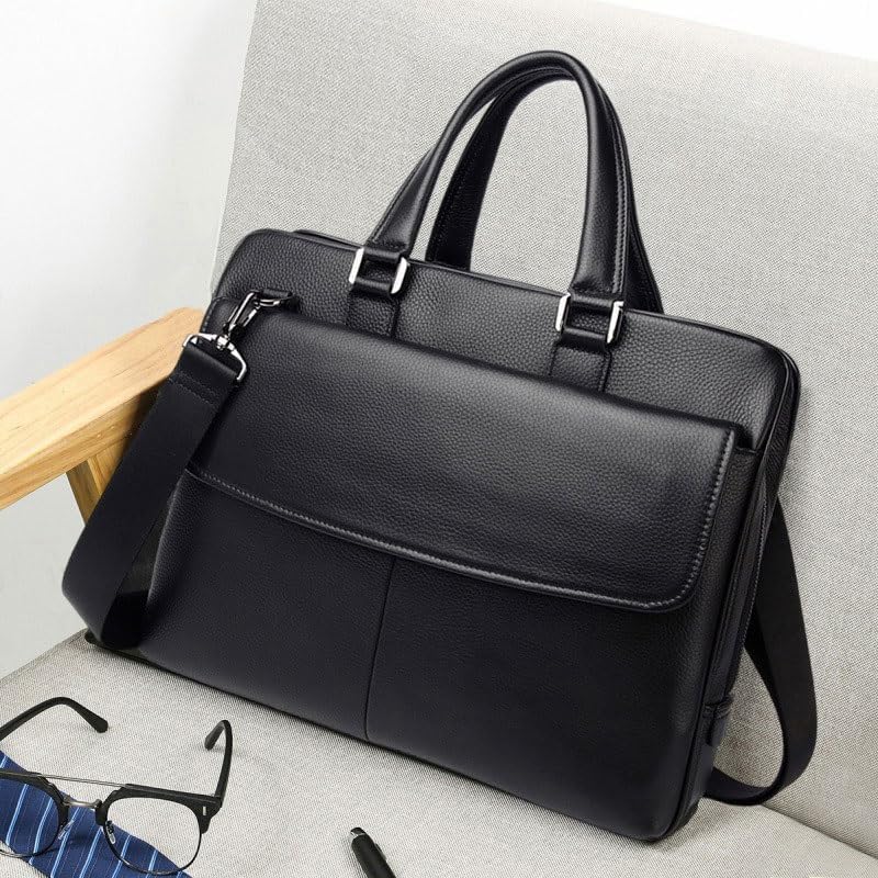 Waterproof Conference Document Package Laptop Bag Men's Genuine Leather Business Handbag