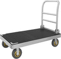 Platform Truck Cart, Foldable Push Cart Dolly Large Flatbed w/Rubber Mat and 6'' Wheels, 2200LBS Capacity Steel Heavy Duty Moving Platform Trucks Hand Cart for Groceries, Garage (41.3'x24.8')