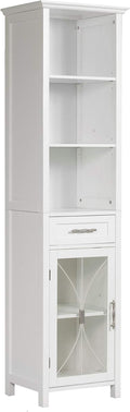 Teamson Home Delaney Wooden Linen Cabinet with Drawer and Open Shelves, White