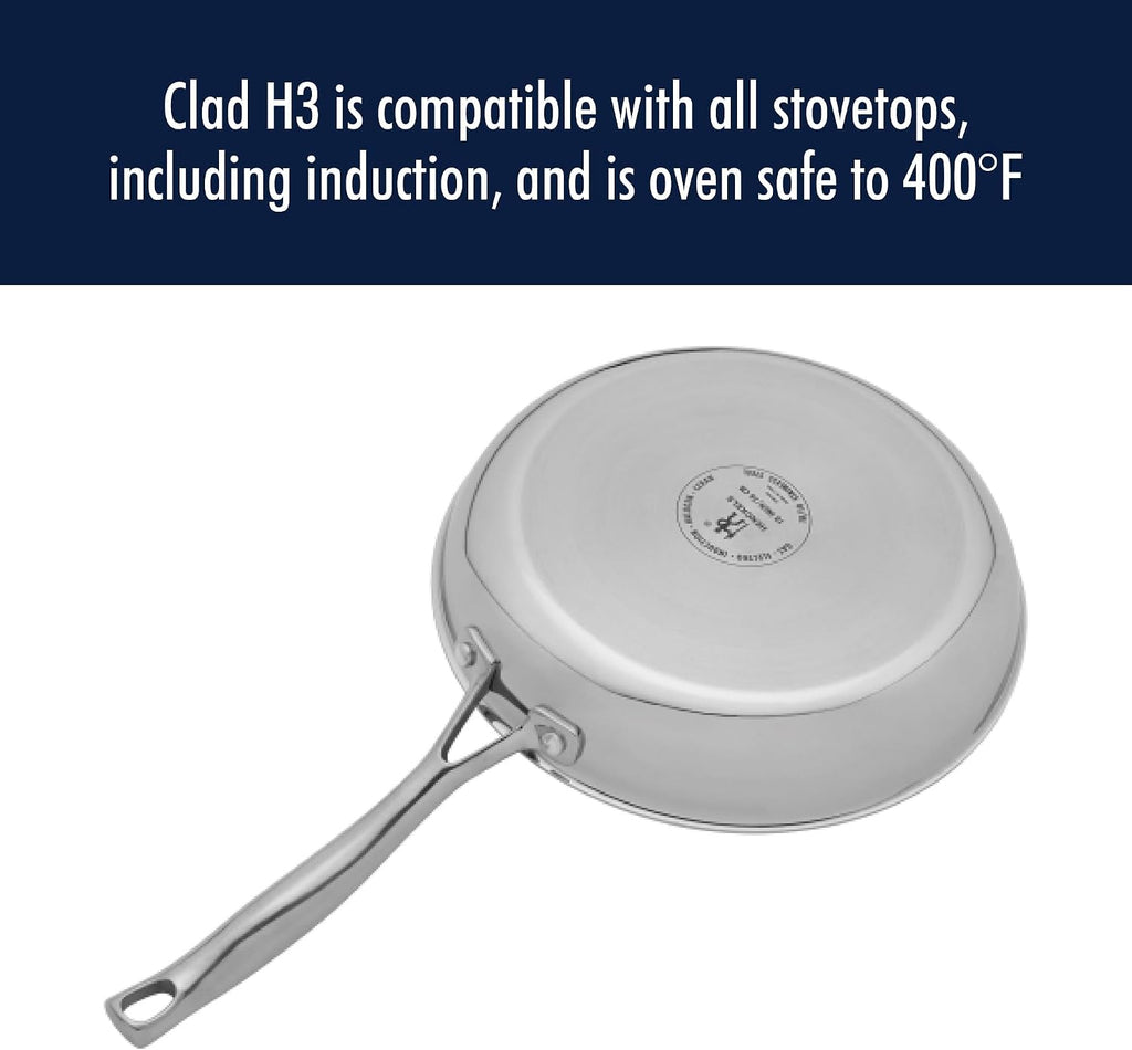 HENCKELS Clad H3 10-pc Induction Ceramic Nonstick Pot and Pan Set, Stainless Steel, Durable and Easy to clean