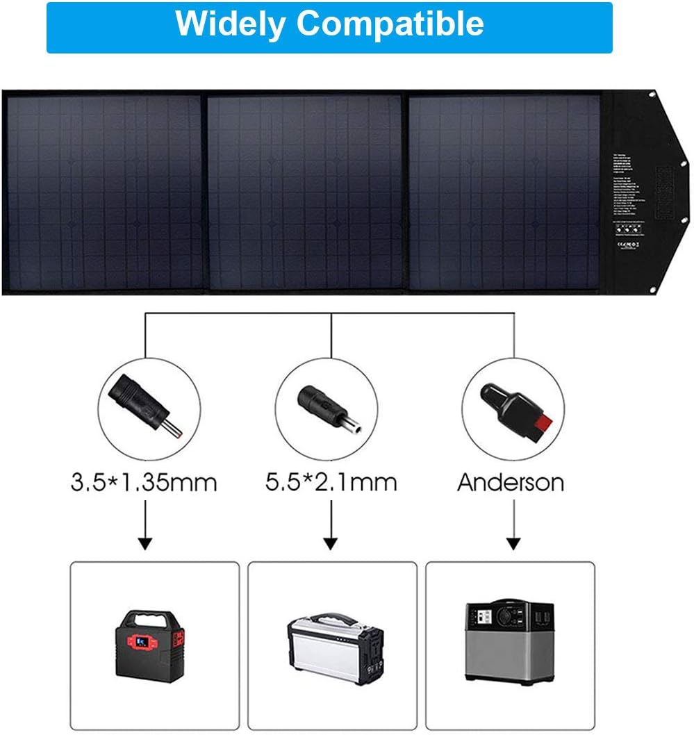 ACOPOWER 12V 120W Portable Solar Panel Kit; Foldable Solar Suitcase for RV, Boat Compatible Multiple Kinds of Power Station with Quick Charge 3.0, 12AWG Cable with Solar Male/Female Quick Connectors