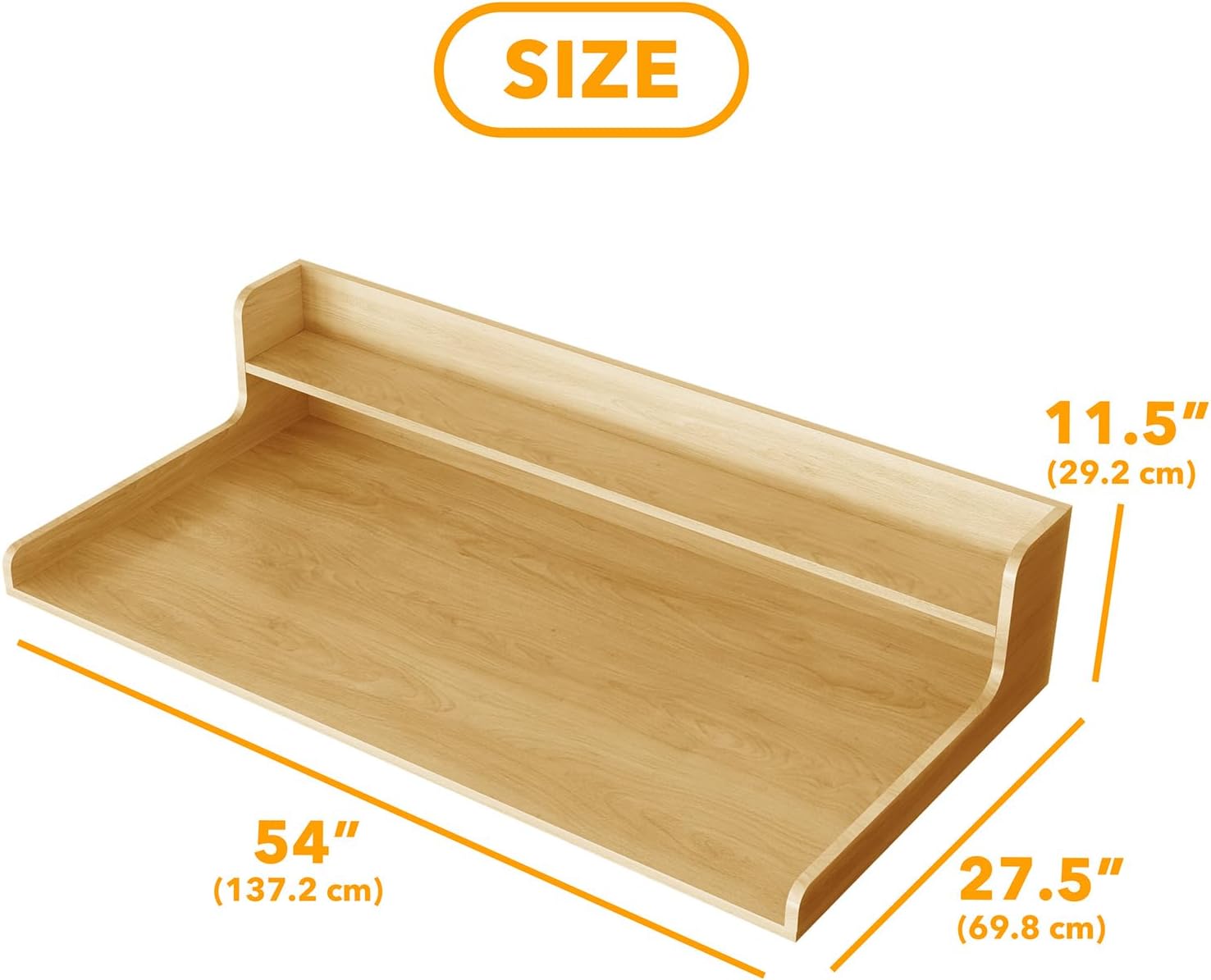 SpaceAid Washer Dryer Countertop with 2-Tier Shelf, Wood Topper with Edge, 54' Width x 27.5' Depth Cover Organizer Guard for Washer and Dryer Counter Laundry Hamper Storage (Maple Wood)