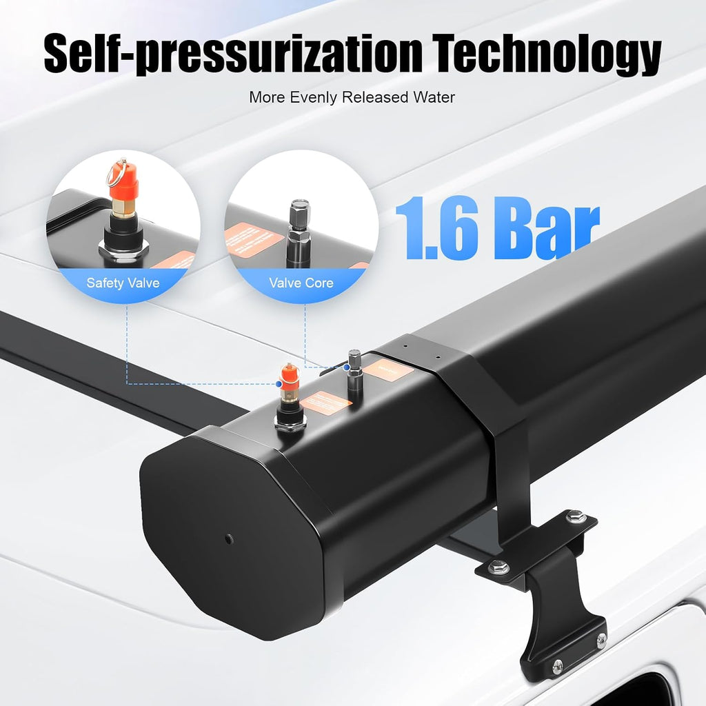 7.9 Gallon Portable Camping Shower Roof-Mounted Pressurized Water Tank Solar Camping Shower for SUV Sedan RV Trucks