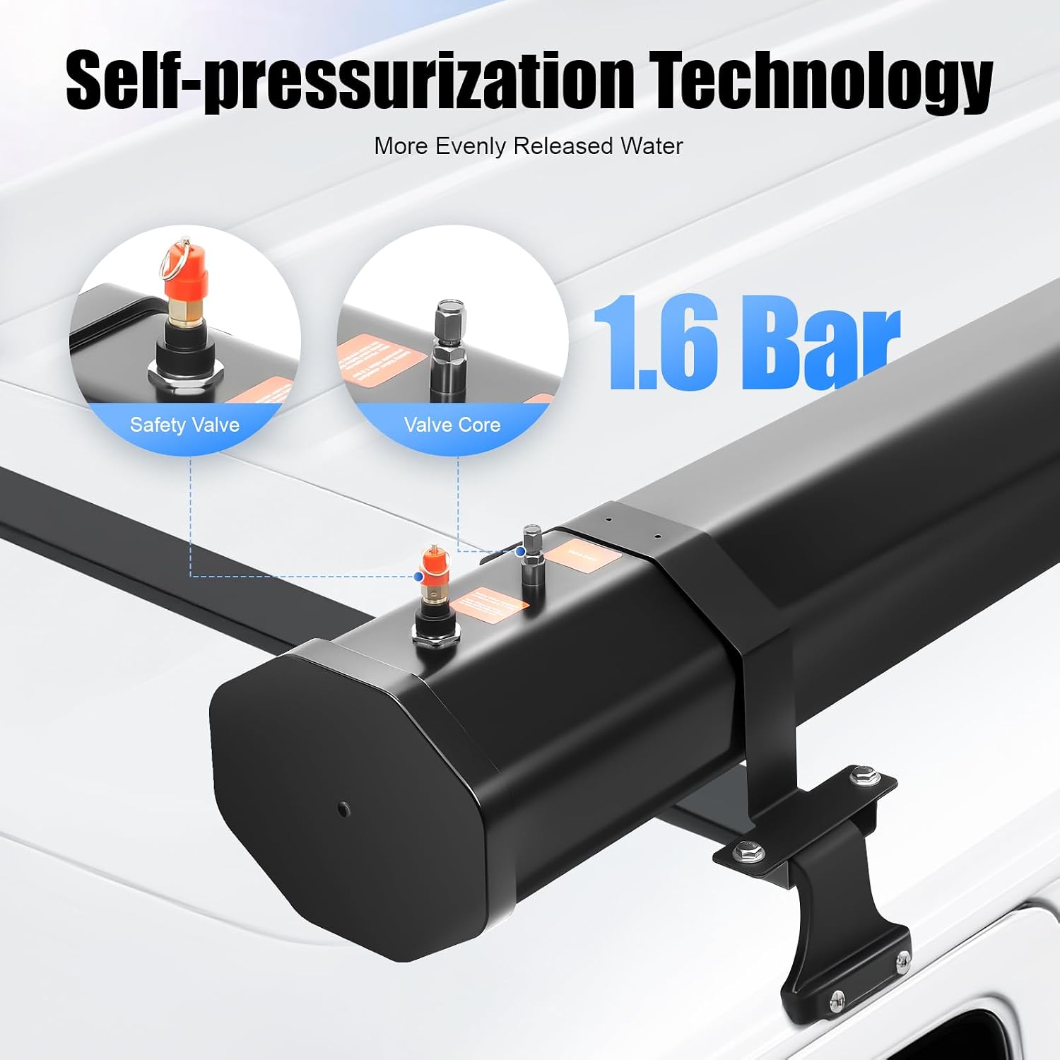 7.9 Gallon Portable Camping Shower Roof-Mounted Pressurized Water Tank Solar Camping Shower for SUV Sedan RV Trucks