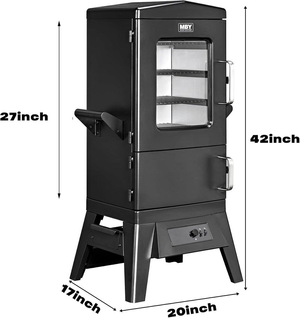 Digital Electric Smoker with Cover, LED Display Build in Meat Probe Large Capacity BBQ Smokers, 4 Racks Smoke More with 633 sq in Cooking Area