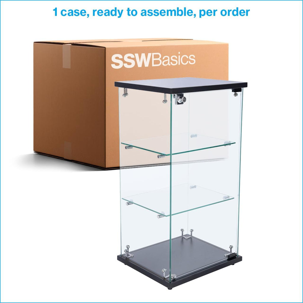 SSWBasics Infinity Countertop Glass Display Case (Ready to Assemble) - 12-1/4'W x 14-1/4'D x 27-1/4'H - Showcase Cabinet Bookcase with Lock, Perfect for Displaying Smaller Items