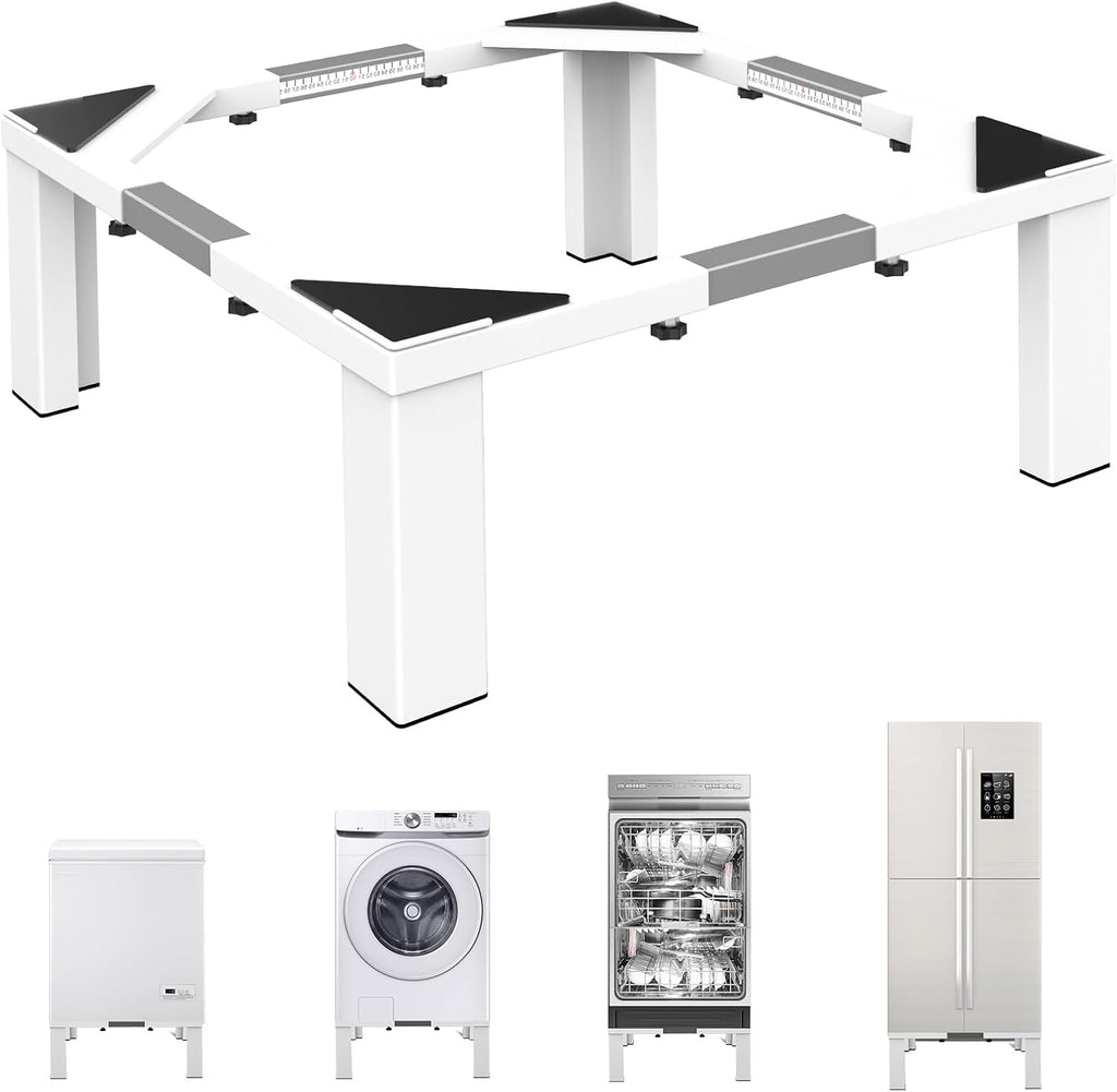 Heavy-Duty All Steel Universal Laundry Pedestal 16' Height , Full size Washing Machine Stand Adjustable Dryer Stand , Suitable for all Washer and Dryer Pedestal（White）