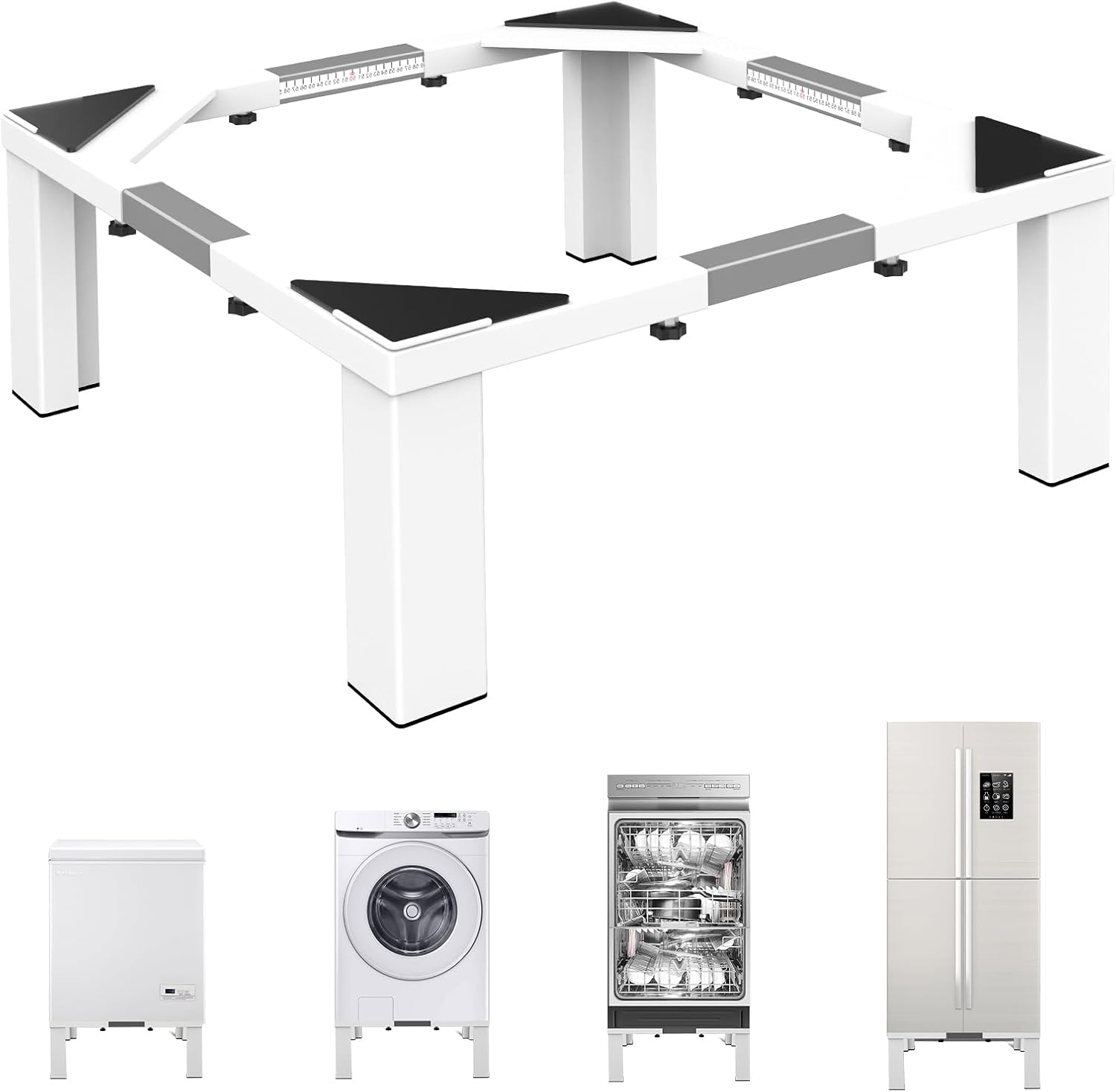 Heavy-Duty All Steel Universal Laundry Pedestal 16' Height , Full size Washing Machine Stand Adjustable Dryer Stand , Suitable for all Washer and Dryer Pedestal（White）