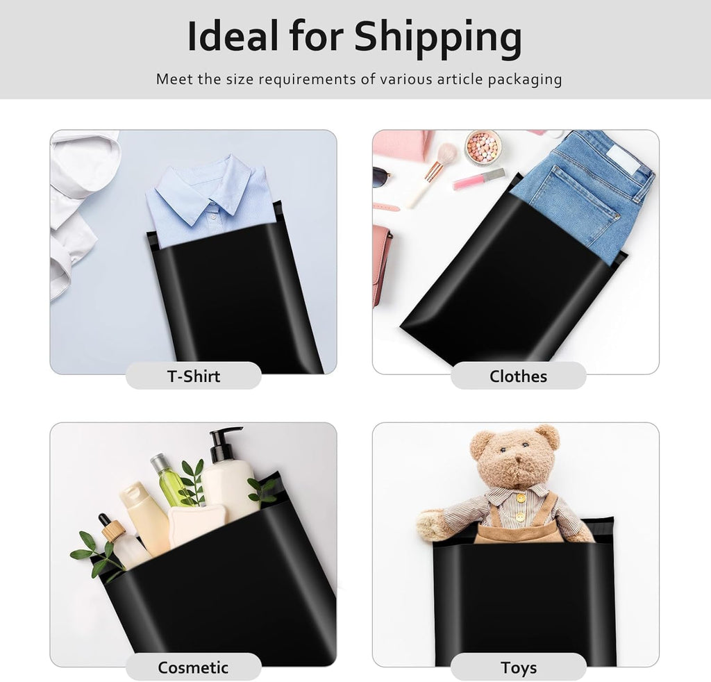 Metronic Poly Mailers 10x13 120000 Pack, Small Shipping Bags for Clothing, Waterproof Mailers Poly Bags, Shipping Envelopes Mailing Bags for Business, Bulk, Black