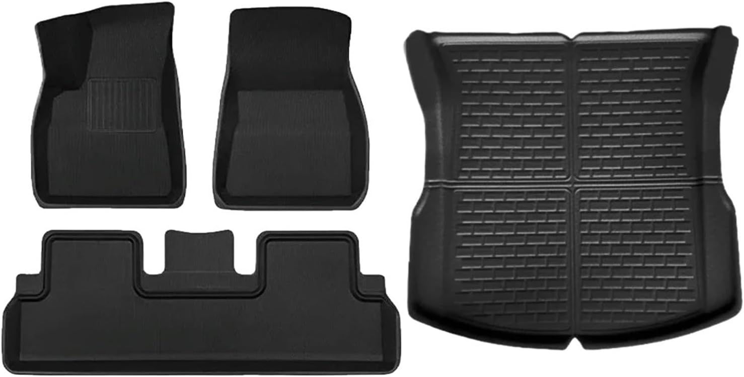 Auto Parts Compatible with Tesla Model 3 2024 Highland XPE Floor Mats All Weather Car Floor Mats Front Rear Frunk Cargo Liner Set Anti Slip Waterproof(4PCS LHD)