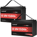 2 Packs 12V 150Ah LiFePO4 Lithium Battery BCI Group31 100A BMS 8000+ Deep Cycles Ideal for Solar System,Backup Power,RV,Camping and Off-Grid