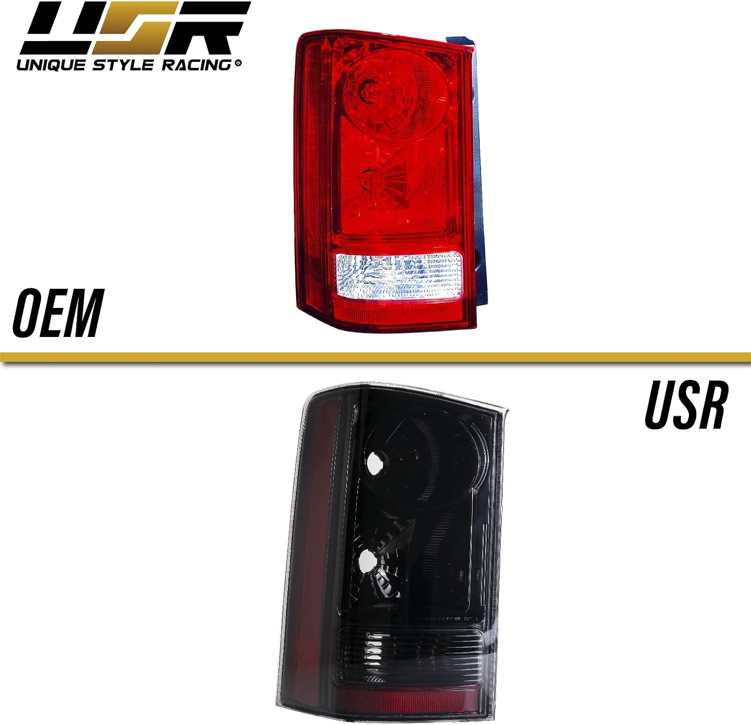 USR 09-15 Pilot JDM Style Tail Light – WITH 8 LED Bulbs Upgrade - Tail Lamps Set (Left + Right) - Compatible with 2009-2015 Honda Pilot SUV All Models (CLEAR LENS WITH BLACK HOUSING w/LED BULBS)