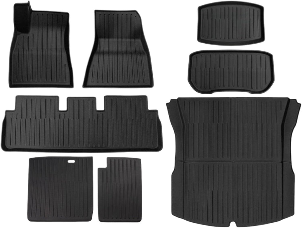 Compatible with Tesla Model 3 Highland 2024 TPE Floor Mats,RHD LHD Floor Mats All Weather Waterproof Non-Slip Cargo Liner Accessories(LHD 8PCS HX3)