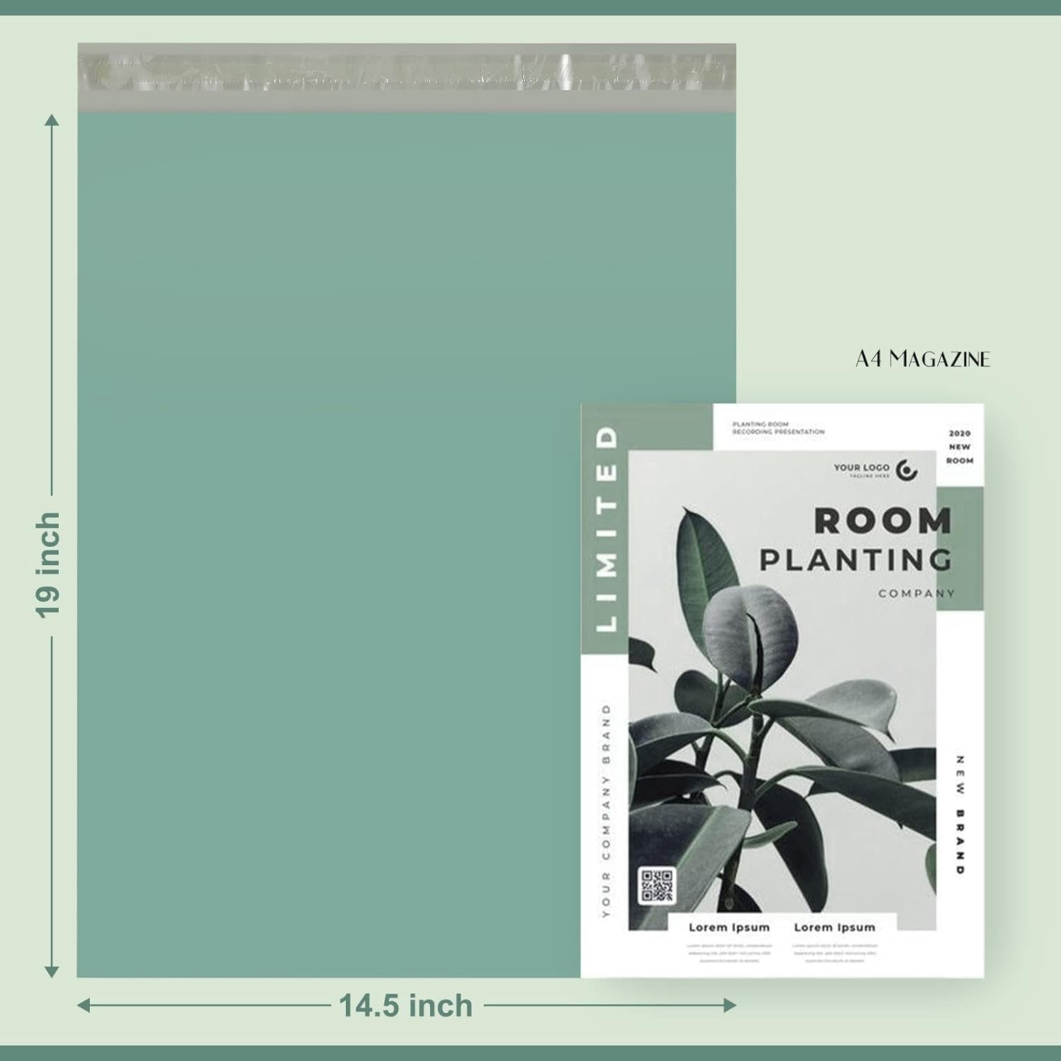 Metronic Poly Mailers 14.5X19 1000 Pack, Strong Adhesive Shipping Bags for Clothing, Waterproof and Tear-Proof Shipping Envelopes, Packaging Bags Mailers Poly Bags in Grayed Jade Green