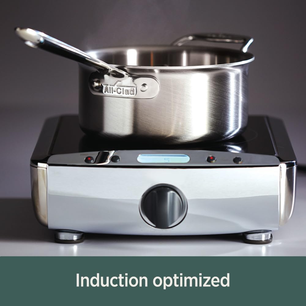 All-Clad D5® Stainless Steel Core 4 Quart Soup Pot With Lid - Made in the USA - The Upgrade for Supremely Even Heat- Oven Safe & Induction Compatible Cookware