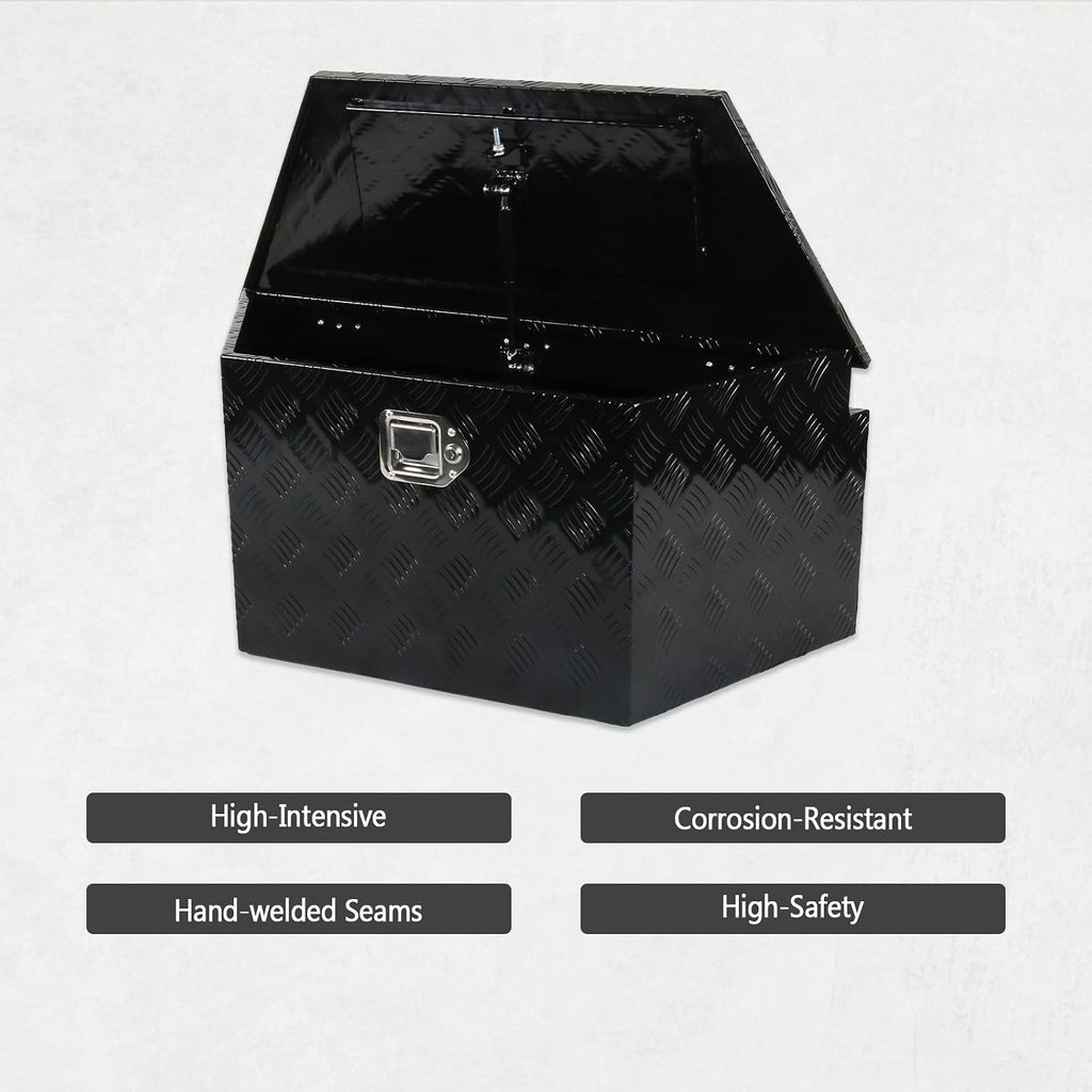 34 Inch Aluminum Utility Trailer Tongue Tool Box Wide Utility Trailer Tongue Toolbox RV Storage OrganizerTrailer Storage Tool Box With Lock & Keys Black,5 Bar Tread (34'X14.5'X15')