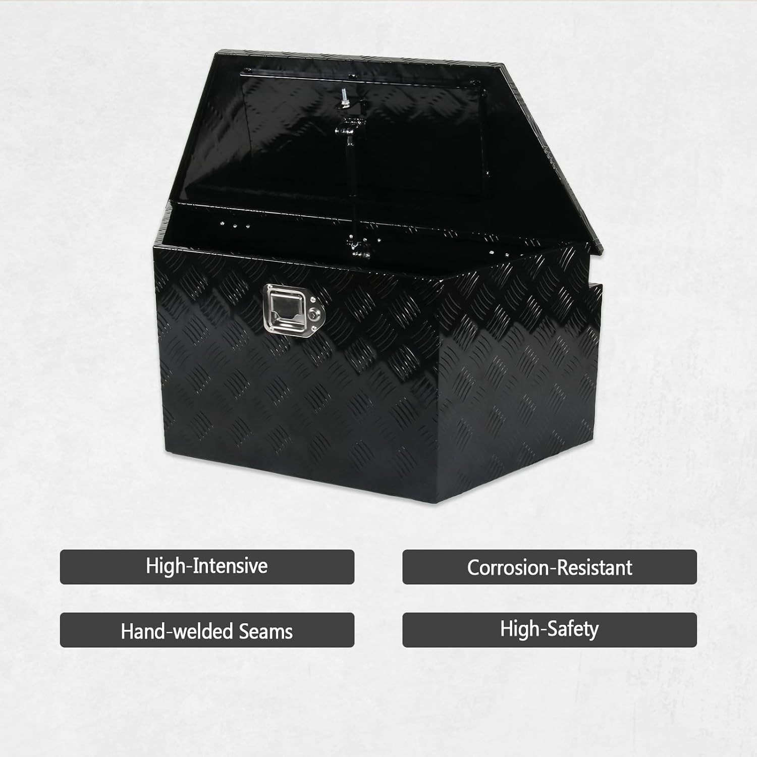 34 Inch Aluminum Utility Trailer Tongue Tool Box Wide Utility Trailer Tongue Toolbox RV Storage OrganizerTrailer Storage Tool Box With Lock & Keys Black,5 Bar Tread (34'X14.5'X15')