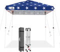 EAGLE PEAK Pop Up Canopy Tent with Wheeled Carry Bag, 8 Stakes, 4 Ropes, Easy Set Up Tent Canopy, 8x8 ft, American Flag