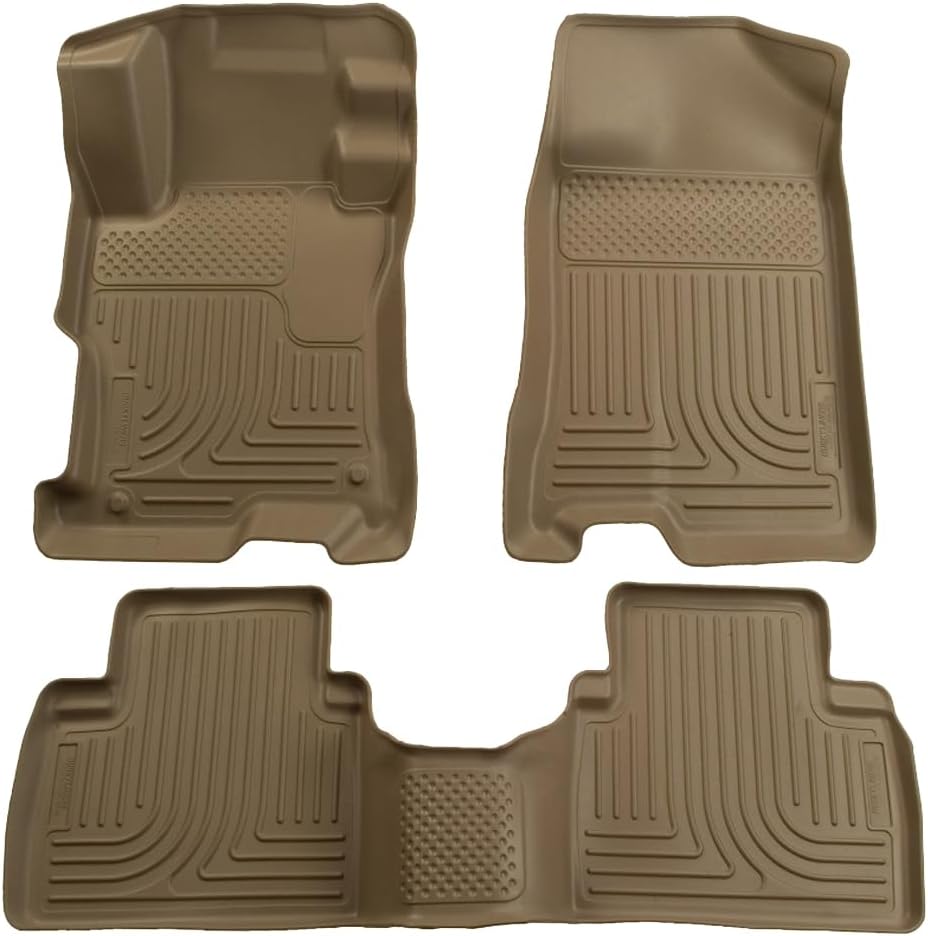 Husky Liners Weatherbeater Floor Mats | Fits 2004-2009 Toyota Prius | Front & 2nd Row, 3-pc Tan - 98523