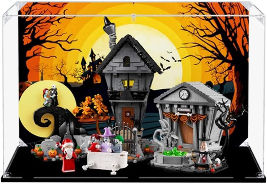 Acrylic Display Case,for Lego 21351 The Nightmare Before Christmas Model, Transparent dustproof Storage Box, Compatible with Lego 21351.(Model Not Included) (2mm-B Back Spray)