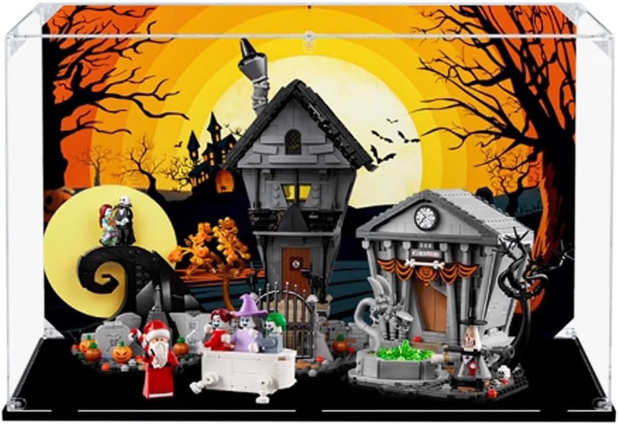 Acrylic Display Case,for Lego 21351 The Nightmare Before Christmas Model, Transparent dustproof Storage Box, Compatible with Lego 21351.(Model Not Included) (2mm-B Back Spray)