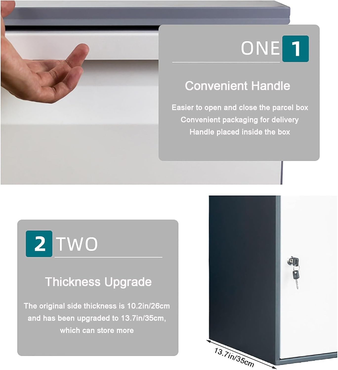 Mailboxes for Outside, Extra Large Capacity Modern Mailbox, Freestanding Mail Box for Packages, with Lockable Secure Storage(Black,25.5in/65cm)