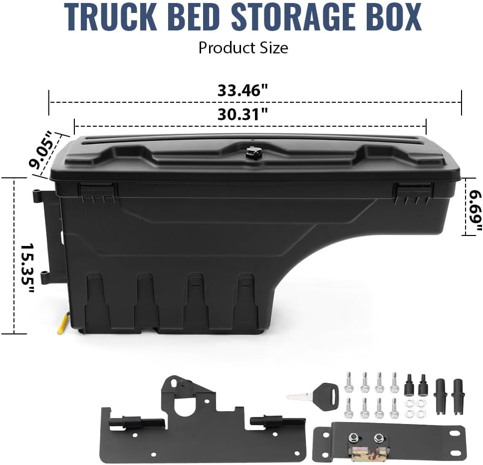 PIT66 Truck Bed Storage Box Compatible with Toyota Tacoma 2005-2020 Crew Cab/Extended Cab,Fit Toyota Tacoma 2005-2014 Standard Cab Lockable Tool Box Driver and Passenger Side