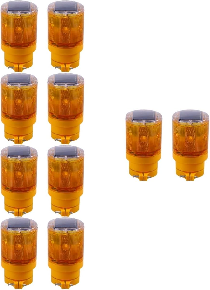 Zerodeko 5sets 2pcs Solar Traffic Light LED Lamp Emergency Beacon for Road Construction Safety Signal Automatic Night Illumination Orange 2pcs*5