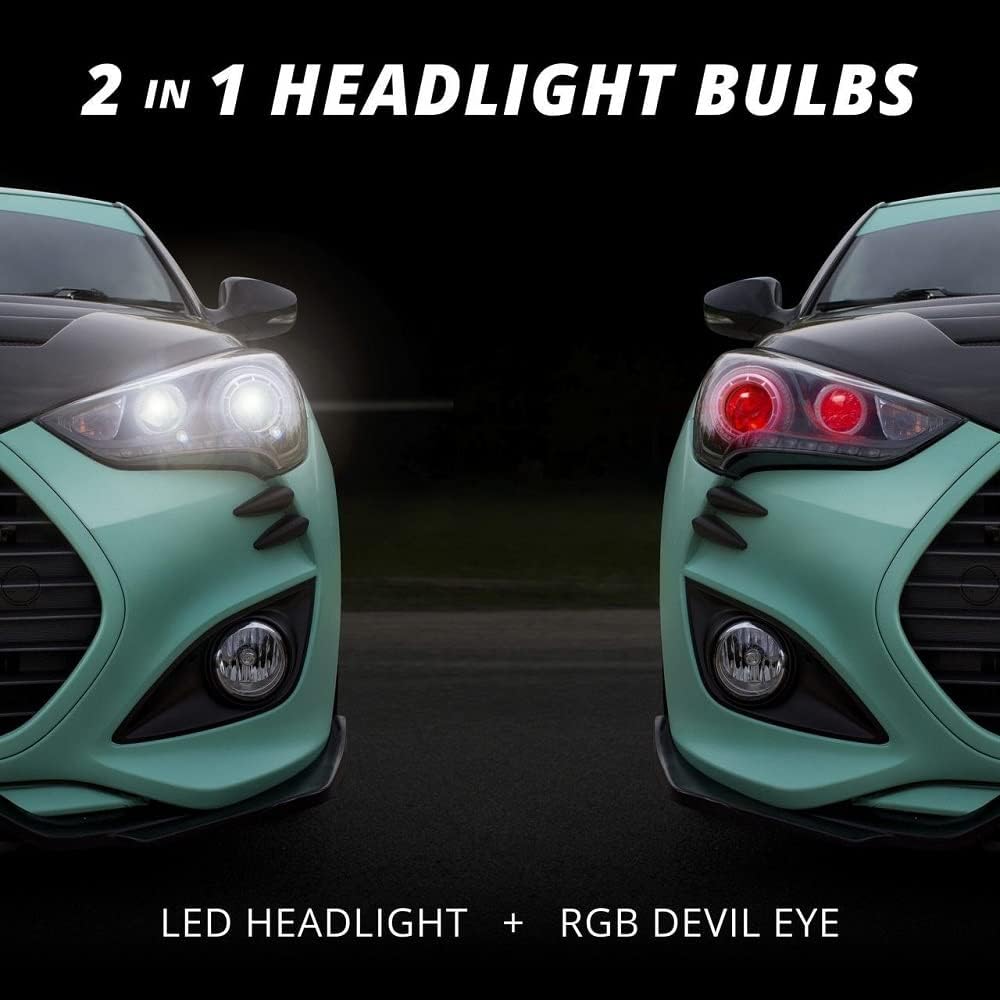 XKGLOW H4 / 9003 / HB2 2in1 LED Fog light Bulb Kit - XKchrome Smartphone App-enabled Bluetooth RGB Devil Eye + LED Fog light Conversion