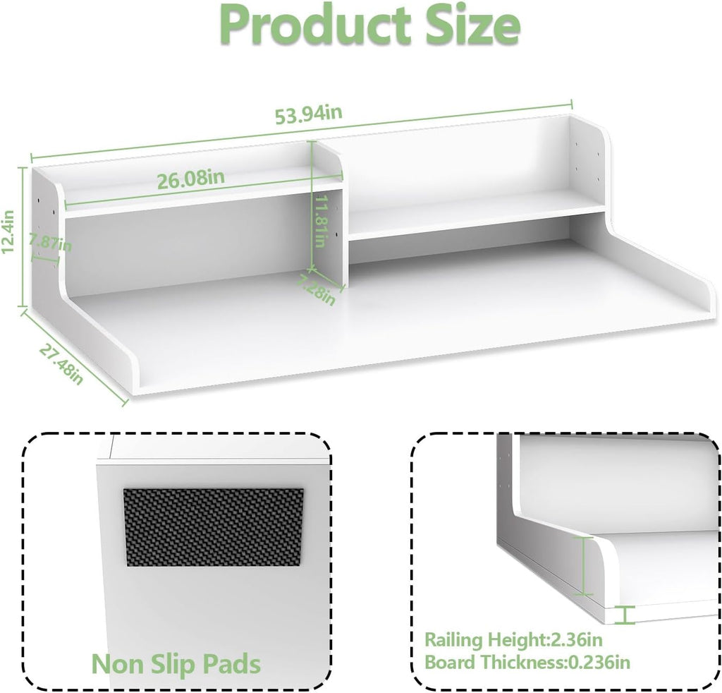 2-Tier Washer and Dryer Countertop w 54' W x 27.5' D Laundry Countertop Cover with Non-Slip Pad,Large Space Laundry Topper for Folding Clothes Over Washer and Dryer (Nature)